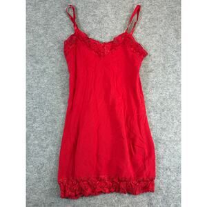 No Bounderies Slip Dress Womens Medium Red Lace Spaghetti Sleepwear Lingerie